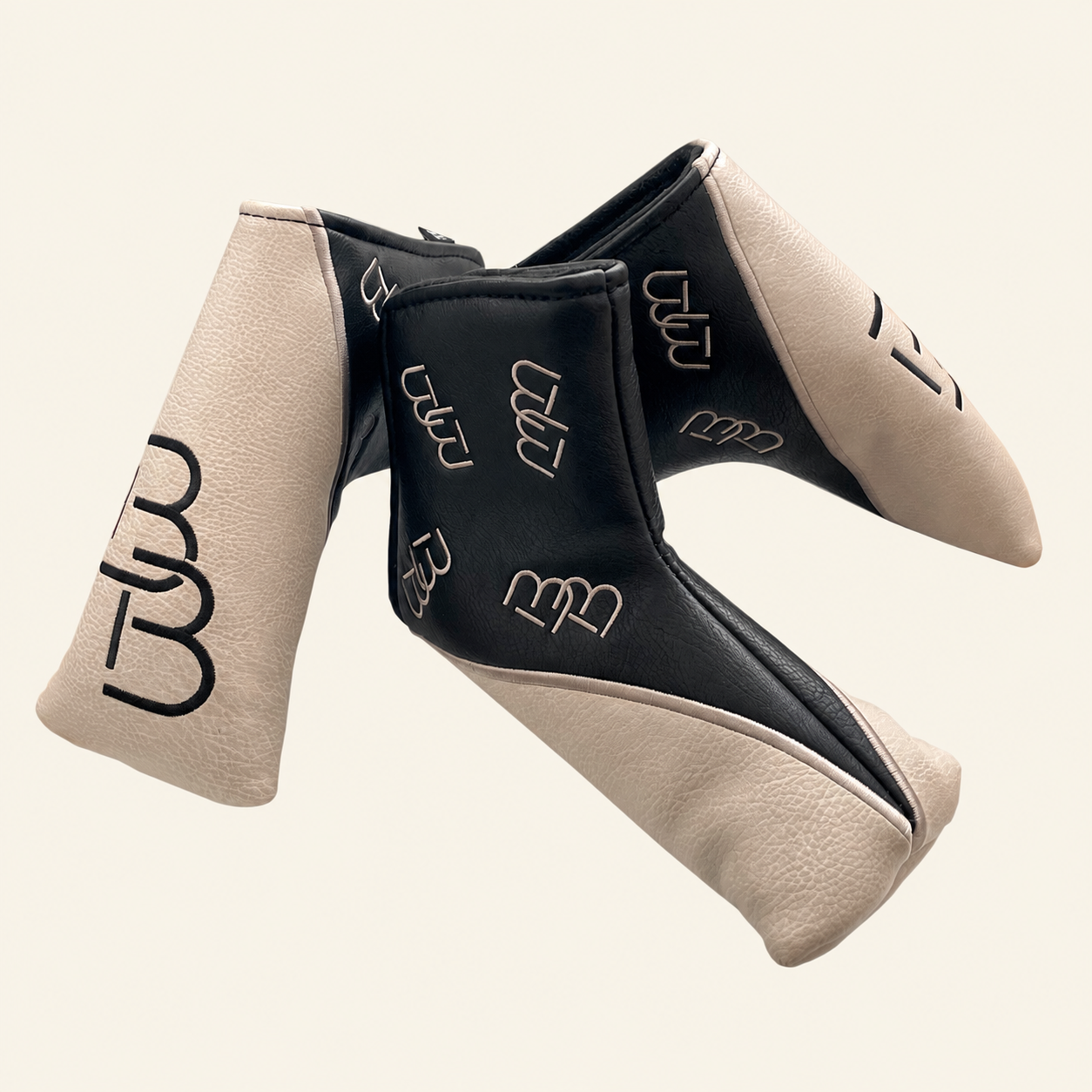 BB putter headcover in black and cream