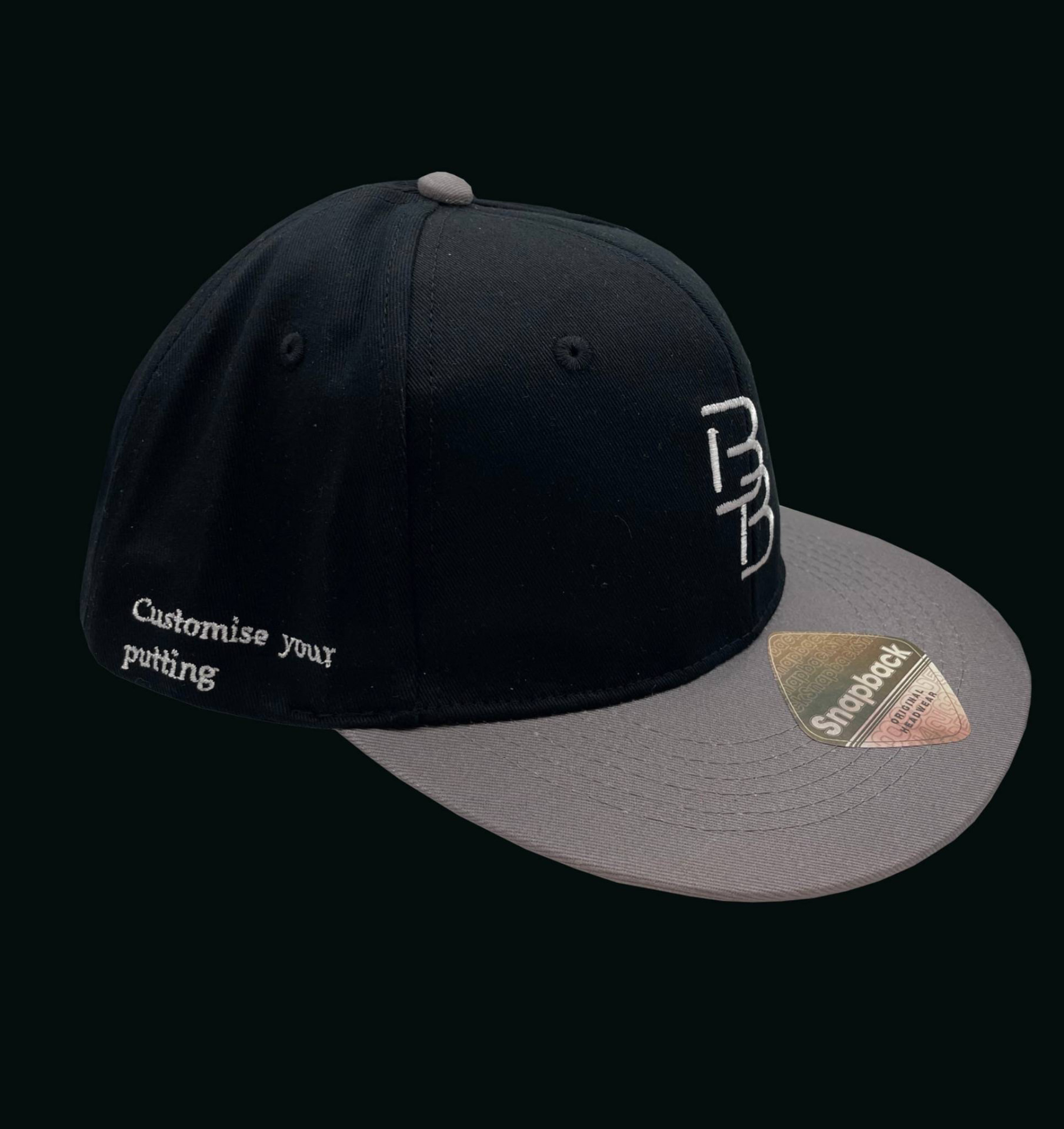 Black and grey Bertie Boucher snapback cap
