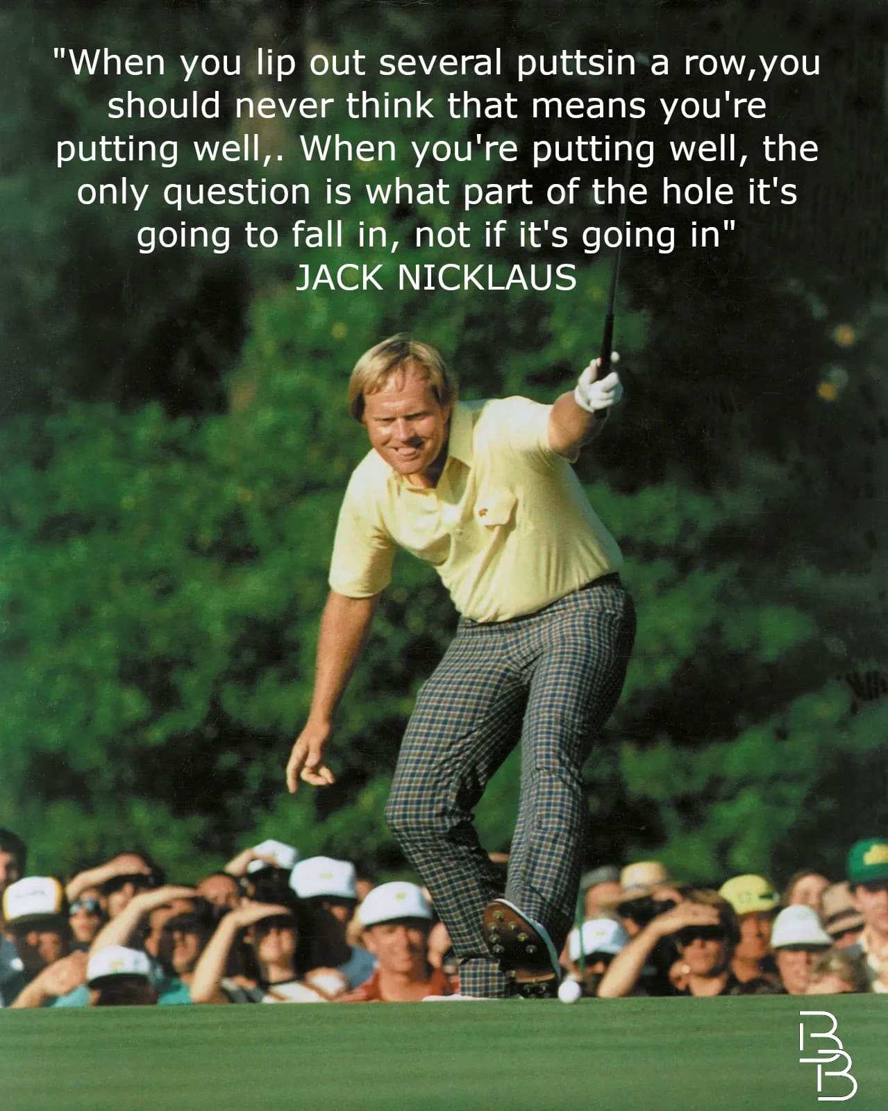 Jack Nicklaus putting quote graphic with Bertie Boucher logo
