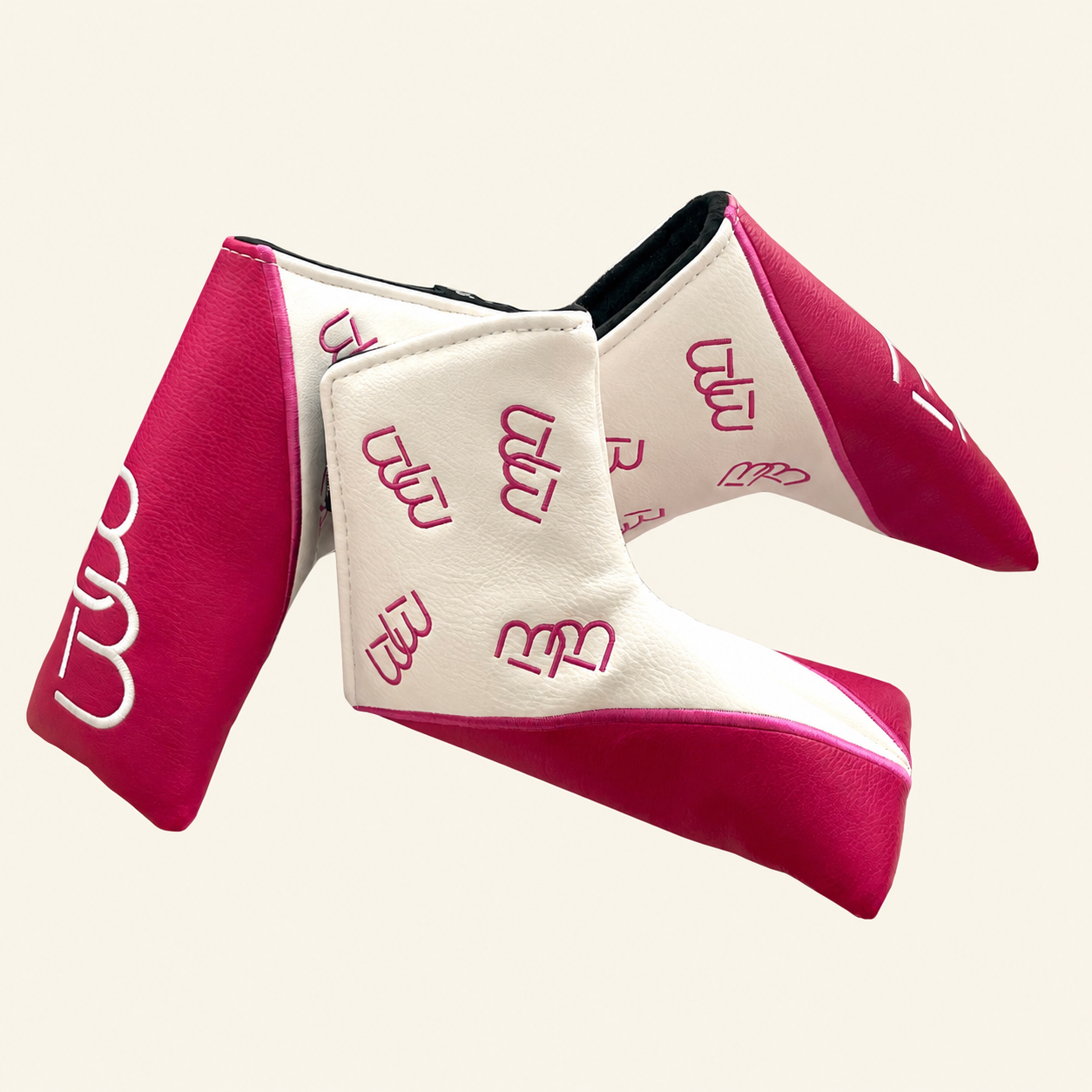 BB putter headcover in pink and cream