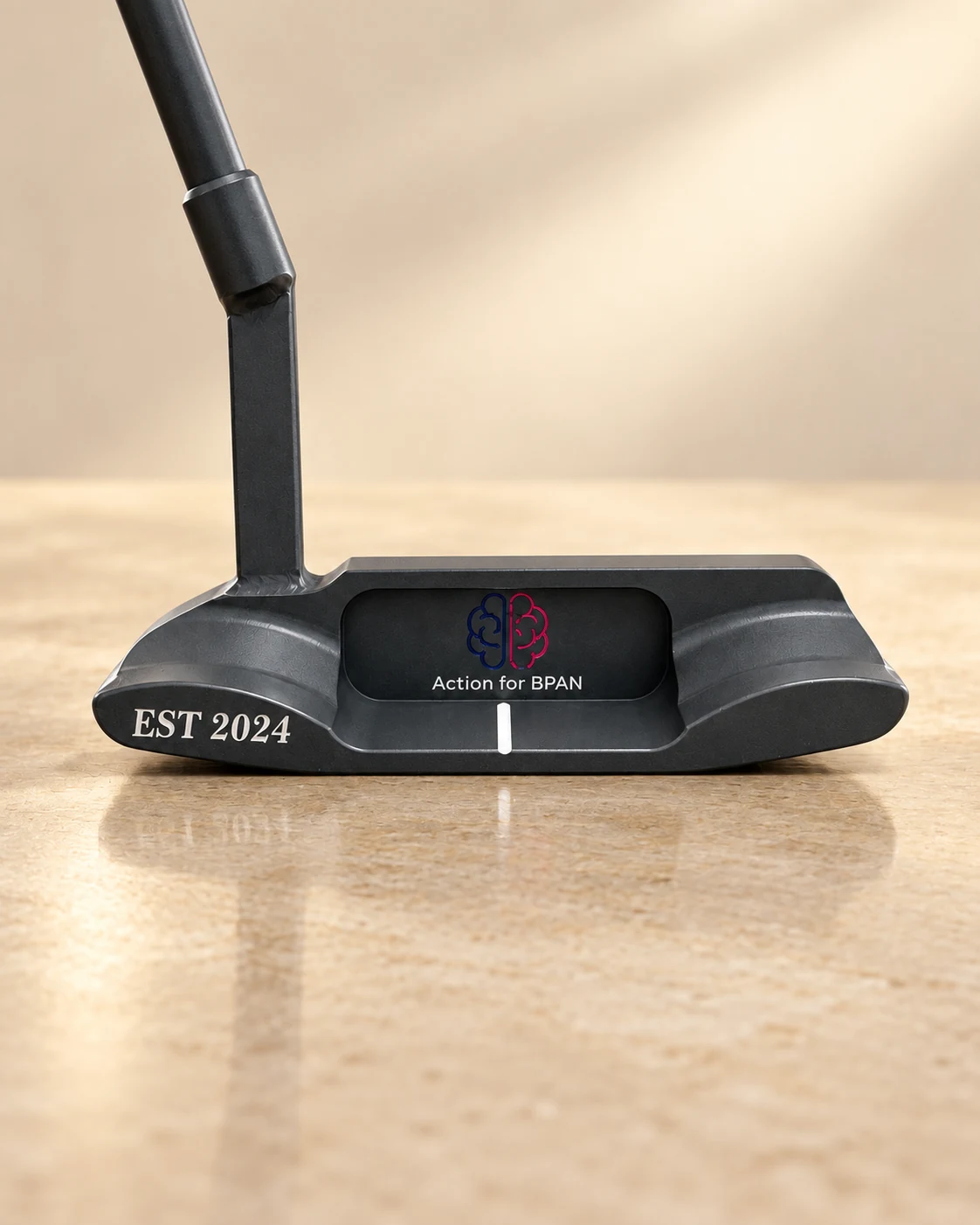 Charcoal Action for BPAN putter engraved EST 2024 shown face-on